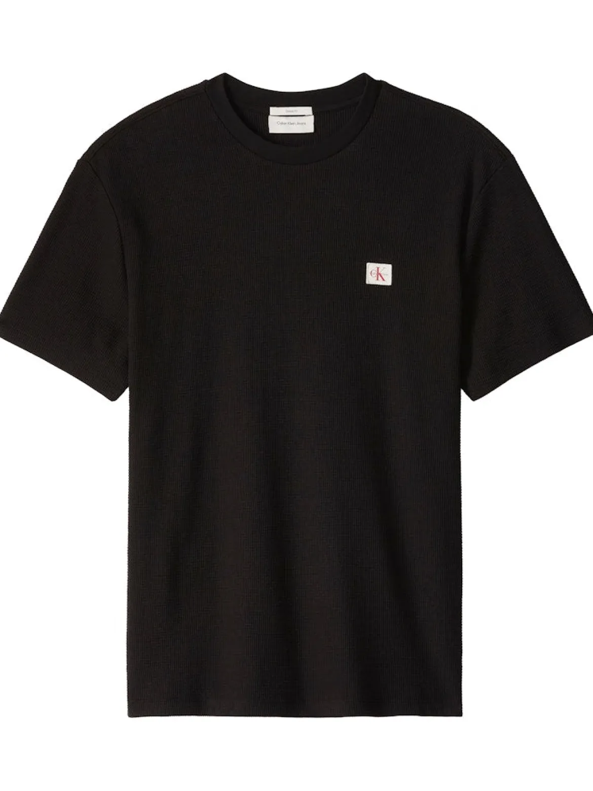 Calvin Klein Jeans miesten t-paita SS Waffle Badge Crewnk Tee, musta