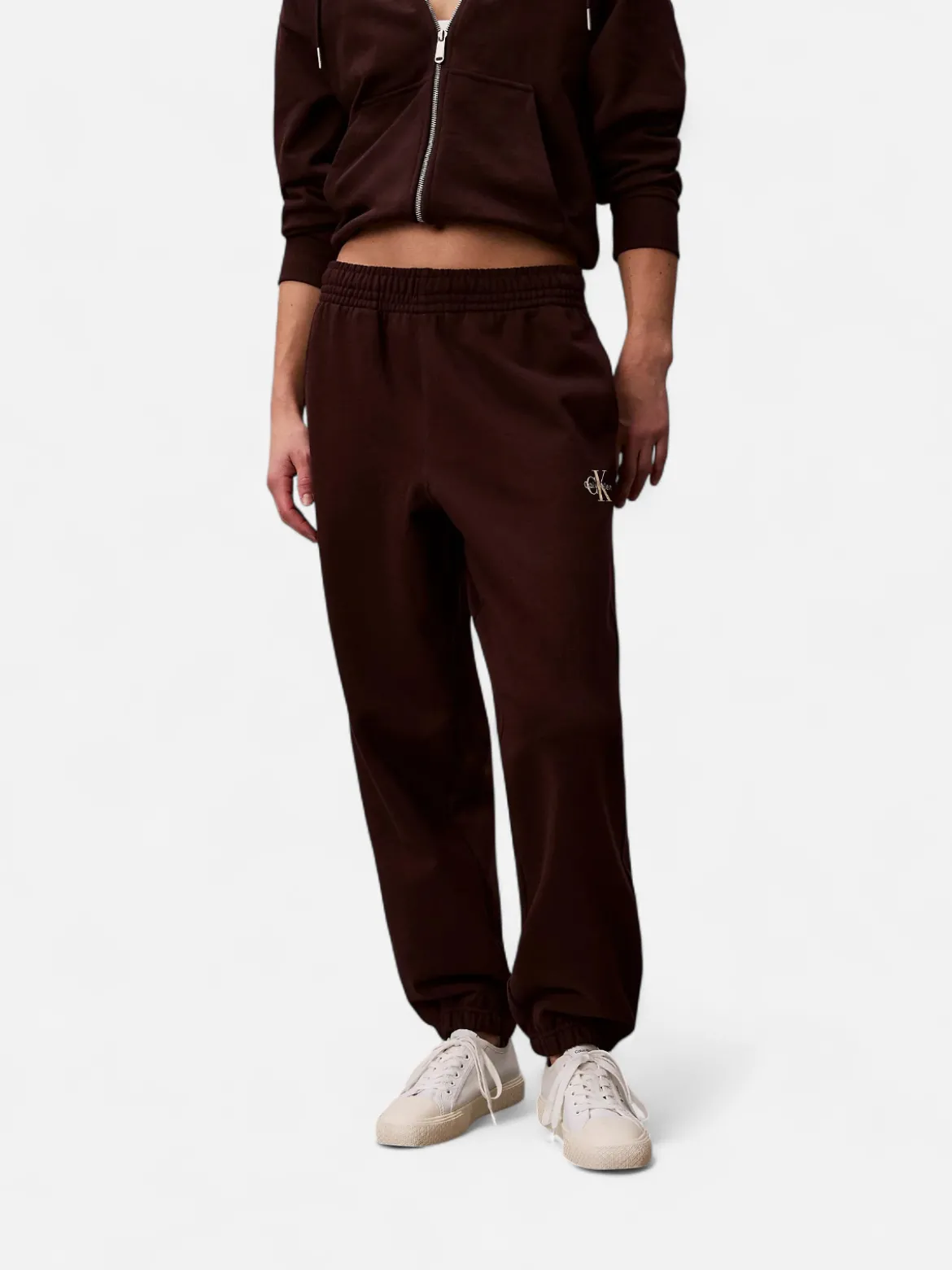 Calvin Klein Jeans naisten collegehousut Monology French Terry Jogger, tummanruskea