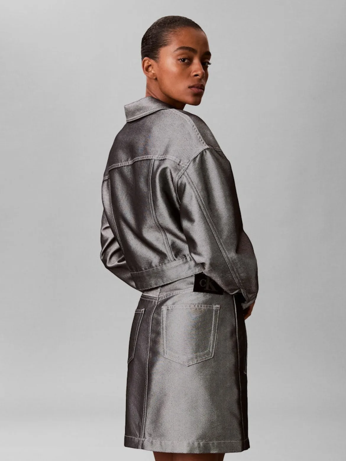 Calvin Klein Jeans naisten hame A LINE SKIRT DENIM SHINE, hopeanharmaa