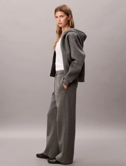 Calvin Klein Jeans naisten joggerit, SCUBA WIDE LEG PANT Vaaleanharmaa