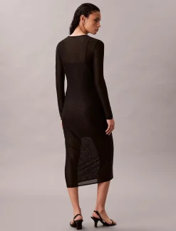 Calvin Klein Jeans naisten mekko LS AOP Lace Maxi Dress, musta