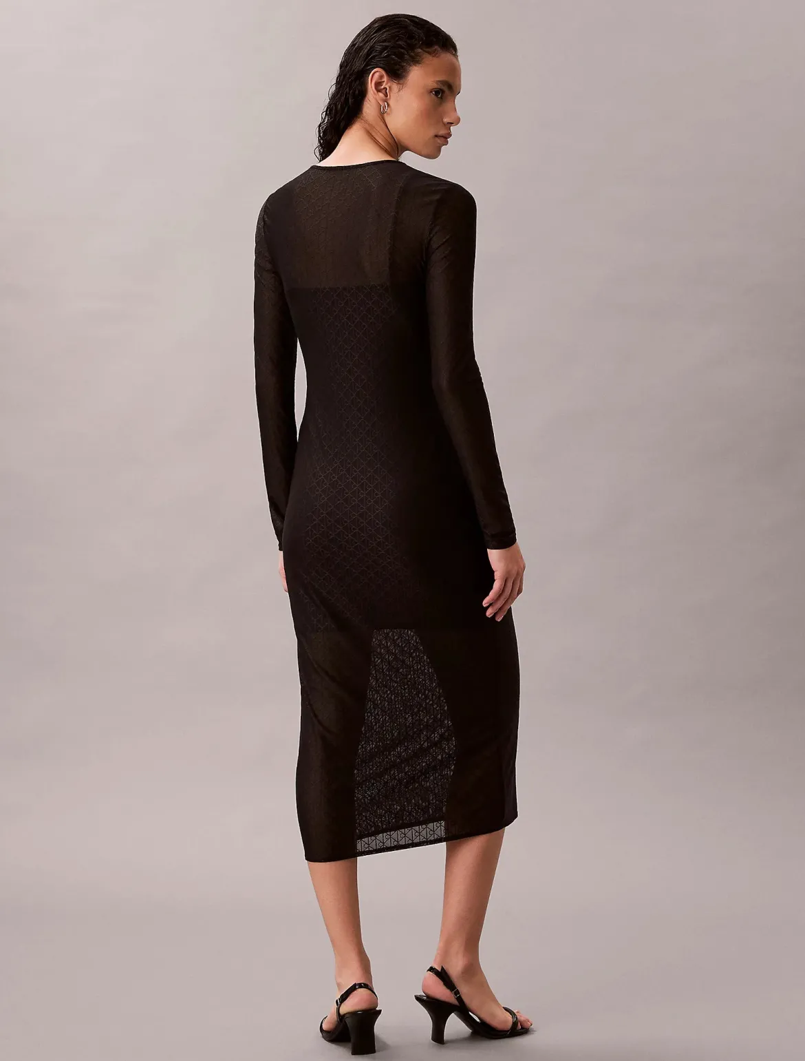 Calvin Klein Jeans naisten mekko LS AOP Lace Maxi Dress, musta