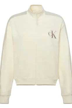 Calvin Klein Jeans naisten paita LS Stretch Terry FZ Track Jacket, luonnonvalkoinen