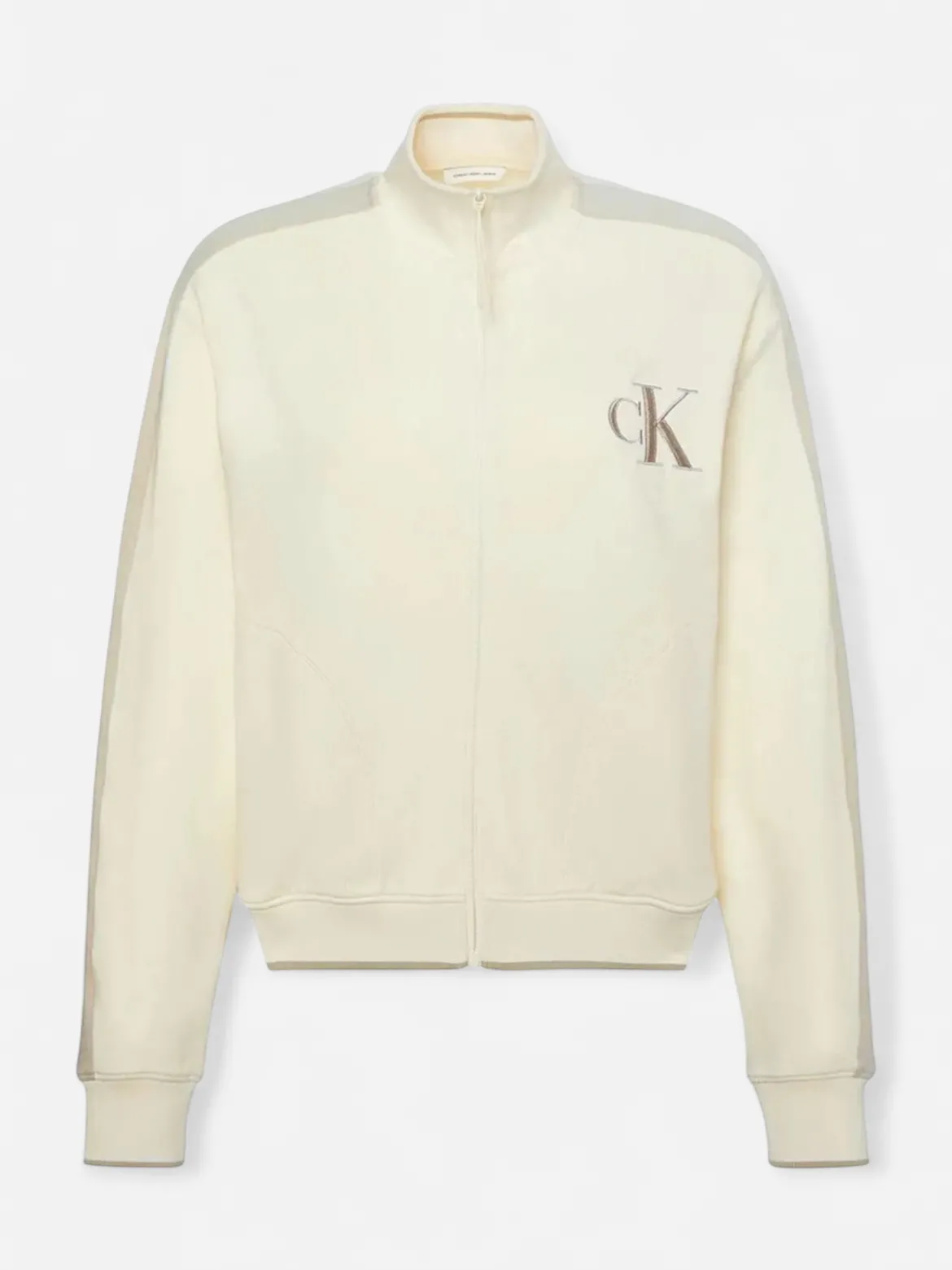 Calvin Klein Jeans naisten paita LS Stretch Terry FZ Track Jacket, luonnonvalkoinen