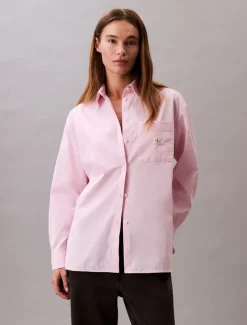 Calvin Klein Jeans naisten paitapusero, POPLIN RELAXED SHIRT Vaaleanpunainen