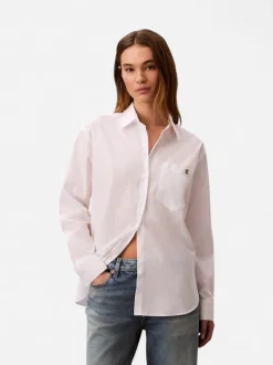 Calvin Klein Jeans naisten paitapusero Cotton Poplin Relaxed Shirt, valkoinen