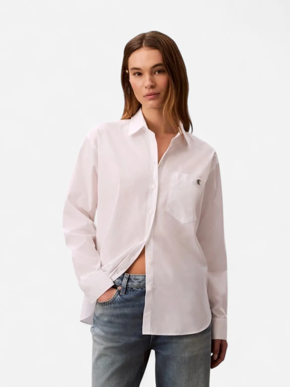 Calvin Klein Jeans naisten paitapusero Cotton Poplin Relaxed Shirt, valkoinen