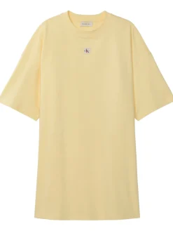 Calvin Klein Jeans naisten t-paitamekko SS WOven Label Oversized Tee Dress, sitruunankeltainen