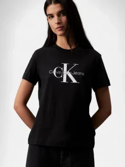 Calvin Klein Jeans Naisten T-Paita, CORE MONOLOGO Musta