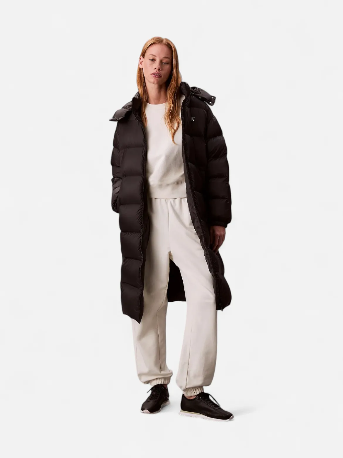 Calvin Klein Jeans naisten untuvatakki, ESSENTIAL MIDWEIGHT LONG PUFFER Musta