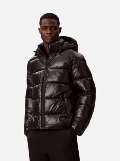 Calvin Klein Menswear LS Glossy Channeled Puffer JKT, musta