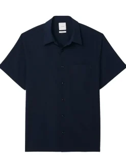 Calvin Klein Menswear miesten paita SS Solid Seersucker Classic Shirt, tummansininen