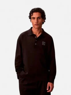 Calvin Klein Menswear miesten paita LS Double Face Rib Polo, musta