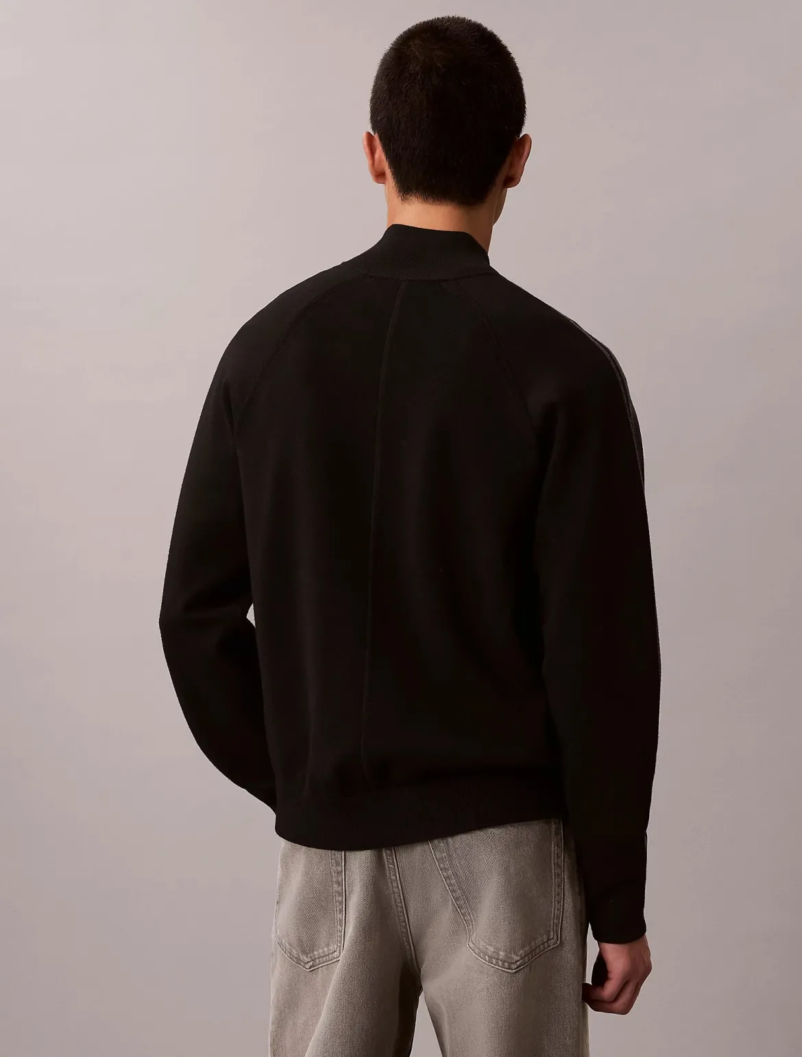Calvin Klein miesten neuletakki LS Tech Knit Track Jacket FZ SWT, musta