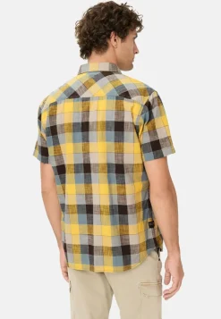 Camel Active miesten lyhythihainen kauluspaita Checked SS Shirt LOS, poltettu oranssi