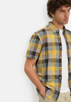 Camel Active miesten lyhythihainen kauluspaita Checked SS Shirt LOS, poltettu oranssi