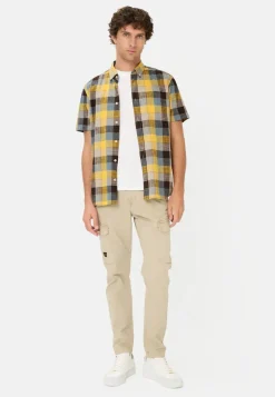 Camel Active miesten lyhythihainen kauluspaita Checked SS Shirt LOS, poltettu oranssi