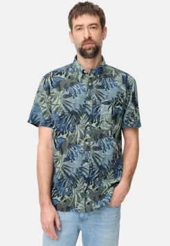 Camel Active miesten lyhythihainen kauluspaita Print SS Shirt LOS, sininen kuosi