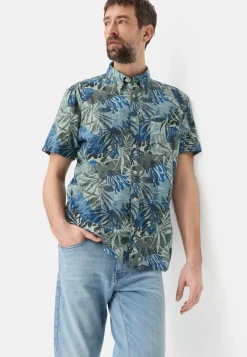 Camel Active miesten lyhythihainen kauluspaita Print SS Shirt LOS, sininen kuosi