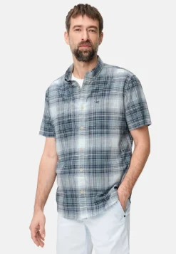 Camel Active miesten lyhythihainen kauluspaita Checked SS Shirt, sininen ruutu