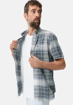 Camel Active miesten lyhythihainen kauluspaita Checked SS Shirt, sininen ruutu