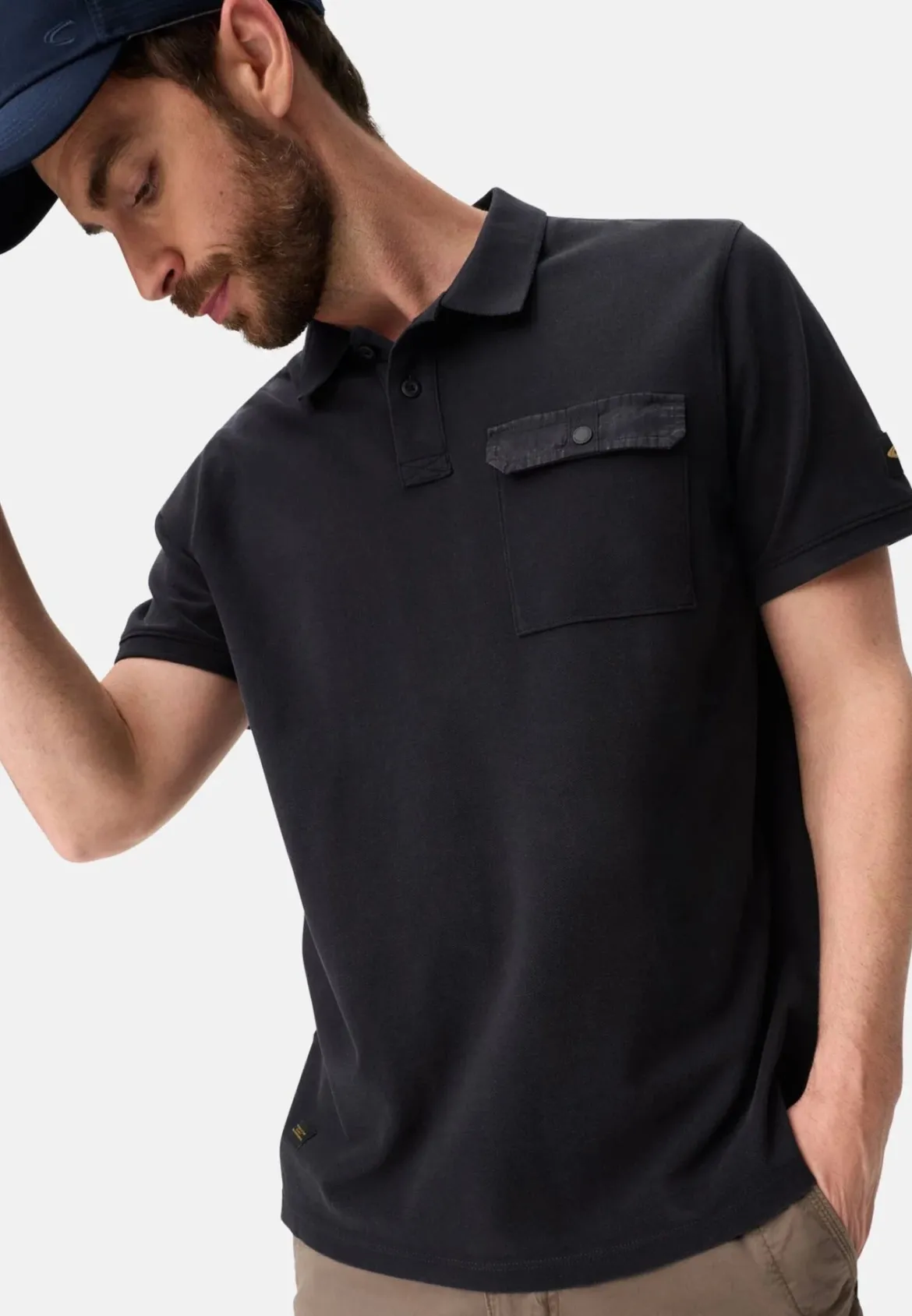 Camel Active miesten pikeepaita Washed Polo Shirt Los, hiilenmusta