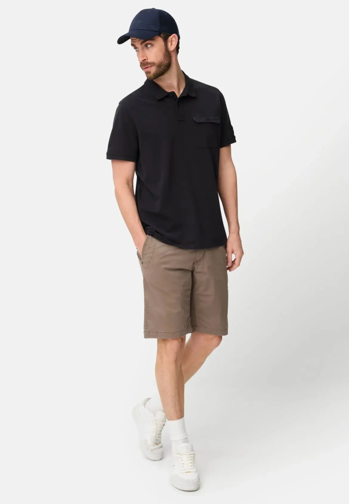 Camel Active miesten pikeepaita Washed Polo Shirt Los, hiilenmusta