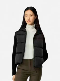 Canada Goose naisten takki, HYBRIDGE WIDE QUILT KNIT HOODY Musta