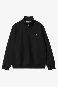 Carhartt miesten collegepaita Half Zip American Script Sweatshirt, musta