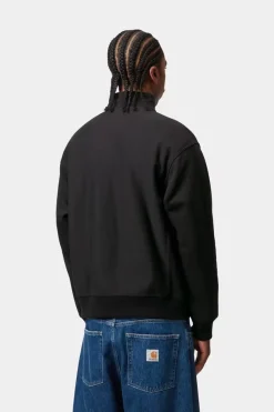 Carhartt miesten collegepaita Half Zip American Script Sweatshirt, musta