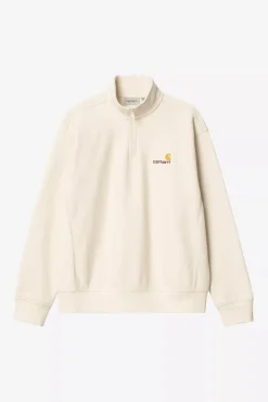 Carhartt miesten collegepaita Half Zip American Script Sweatshirt, luonnonvalkoinen