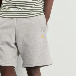 Carhartt miesten collegeshortsit Chase Sweat Short, vaaleanharmaa meleerattu