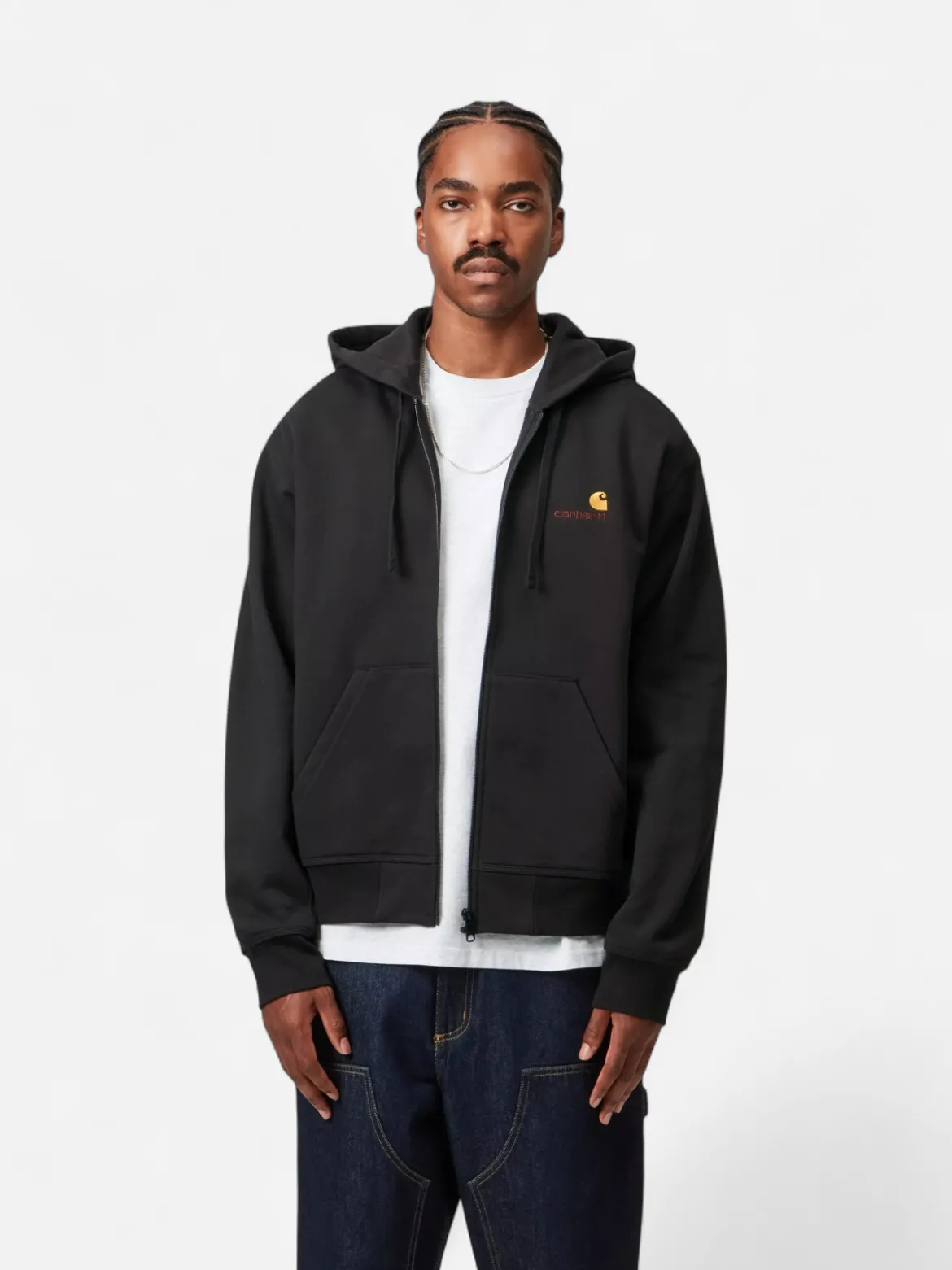 Carhartt miesten huppari Hooded American Script Jacket, musta