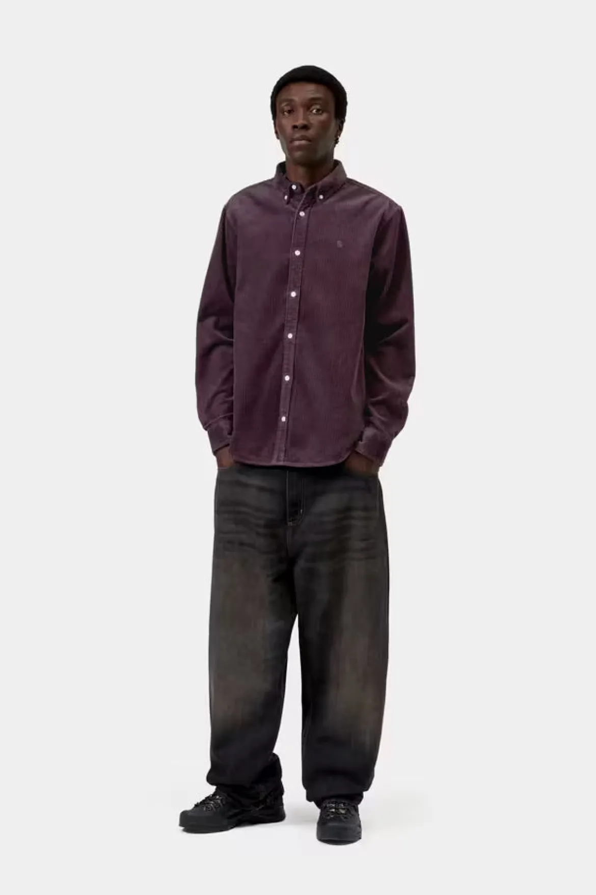 Carhartt miesten kauluspaita Madison Cord Shirt, violetti