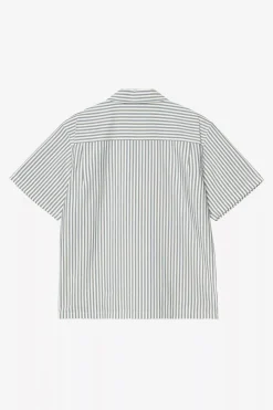 Carhartt miesten lyhythihainen kauluspaita S/S Leavel Shirt, raidallinen valkoinen