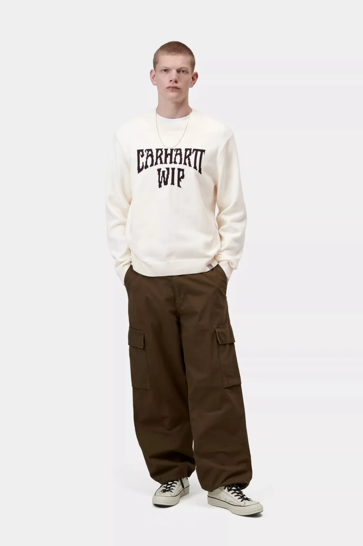 Carhartt miesten neulepusero Deck Sweater, luonnonvalkoinen