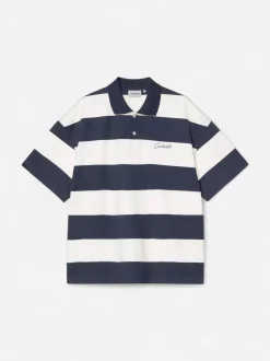 Carhartt miesten pikeepaita S/S Delray Polo Shirt, raidallinen valkoinen