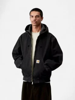 Carhartt miesten takki OG Active Jacket 'Smith' Denim WARMLINED, musta