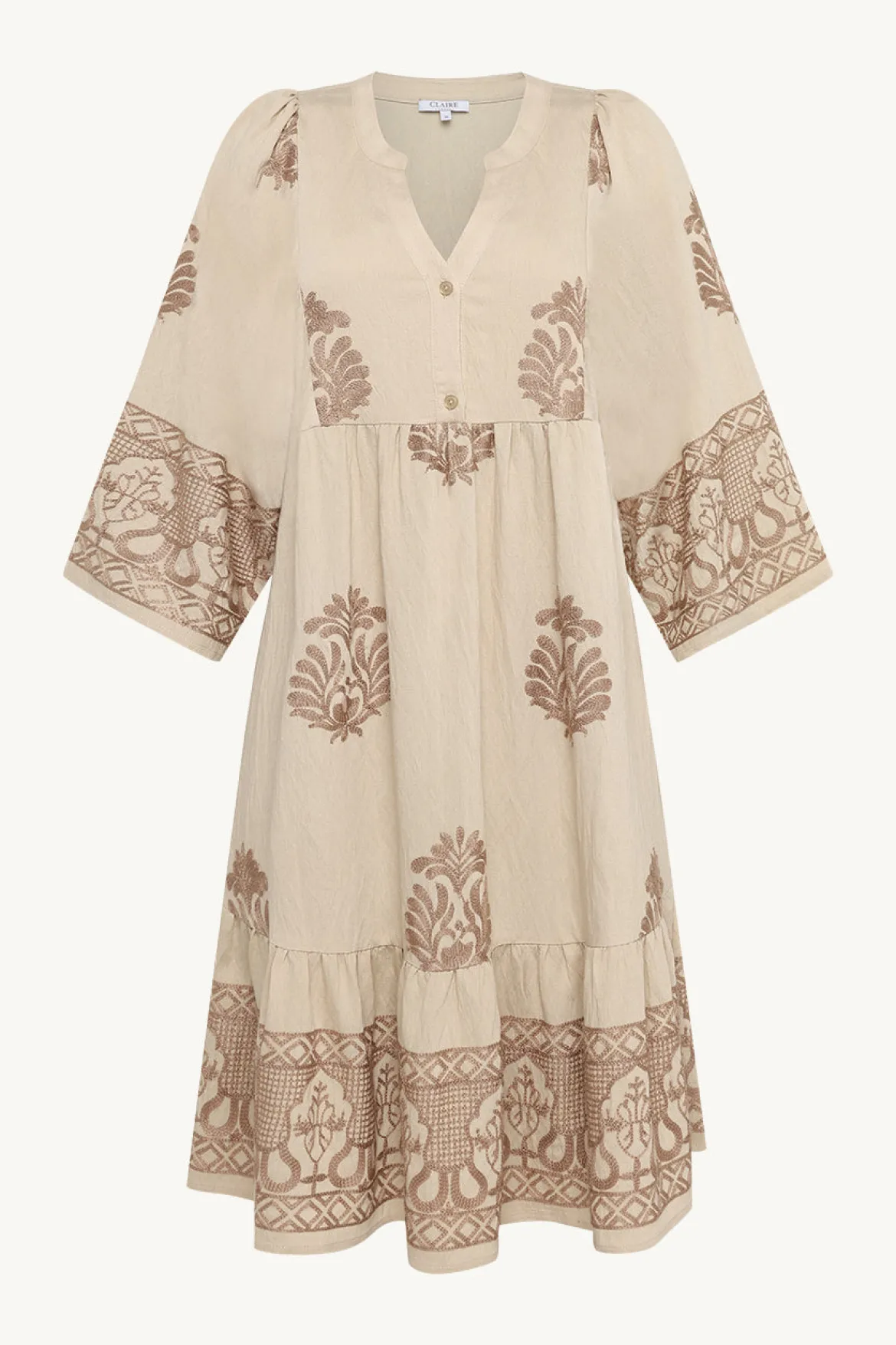 Claire mekko Ditta Dress, kuosillinen beige