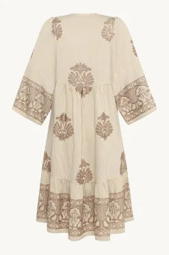 Claire mekko Ditta Dress, kuosillinen beige