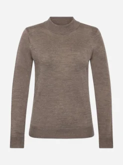 Claire Naisten Poolopaita K-Paulia Merinowool Turtle Neck Tummanruskea