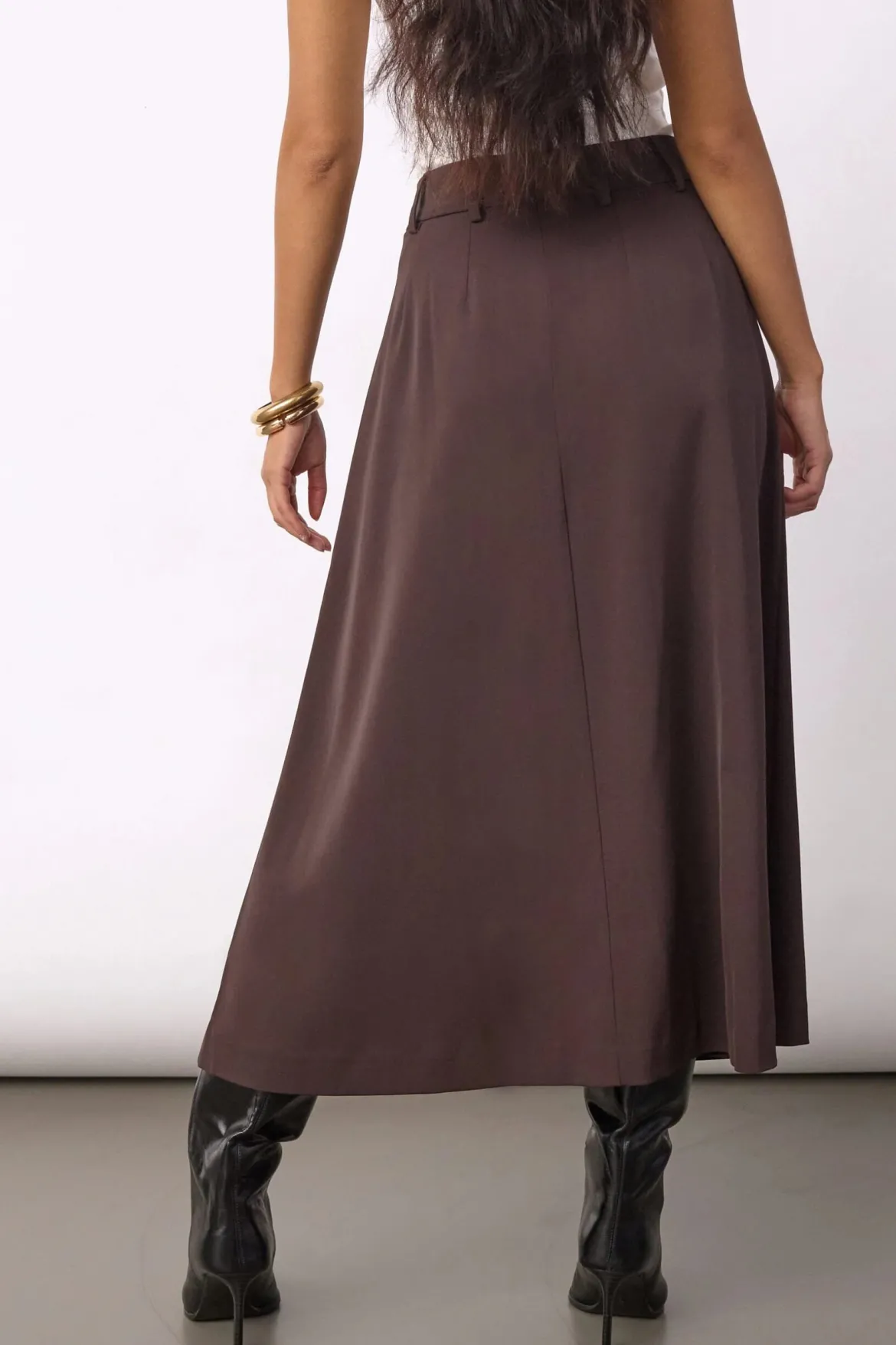 Co’Couture hame AliniCC Anya Pleat Skirt, tummanruskea