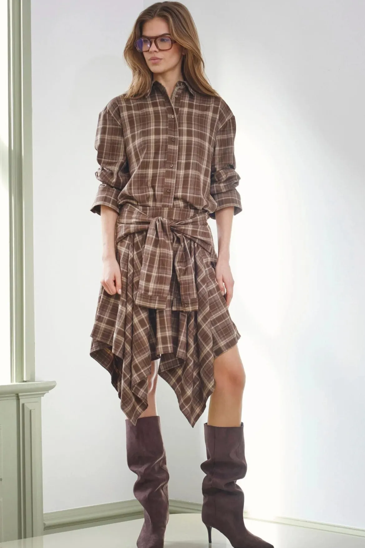 Co’Couture hame DagnyCC Check Tie Skirt, ruskea ruutu