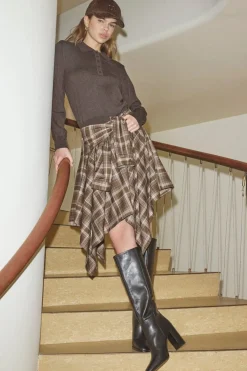 Co’Couture hame DagnyCC Check Tie Skirt, ruskea ruutu