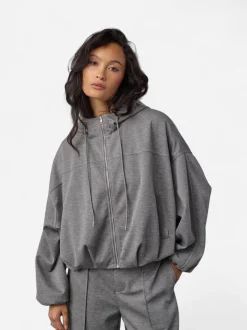 Co’Couture naisten huppari Lancecc Balloon Hoodie, Vaaleanharmaa meleerattu