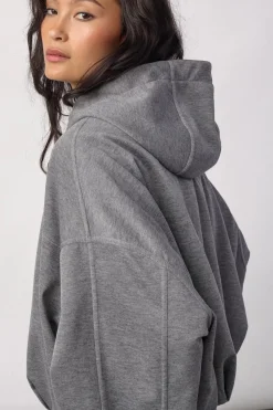 Co’Couture naisten huppari Lancecc Balloon Hoodie, Vaaleanharmaa meleerattu