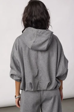 Co’Couture naisten huppari Lancecc Balloon Hoodie, Vaaleanharmaa meleerattu