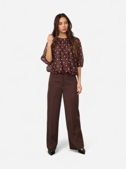 Co’Couture naisten pusero Dita Dot Balloon Blouse, ruskea kuosillinen