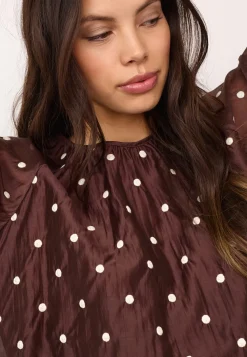 Co’Couture naisten pusero Dita Dot Balloon Blouse, ruskea kuosillinen