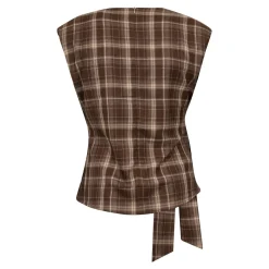 Co’Couture naisten toppi DagnyCC Check Pleat Top, ruskea ruutu